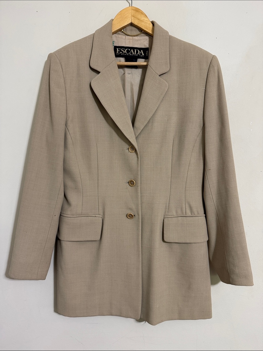 VTG Escada Margaretha Ley 3-button Tailored Blazer Women 40/M Old Money Designer